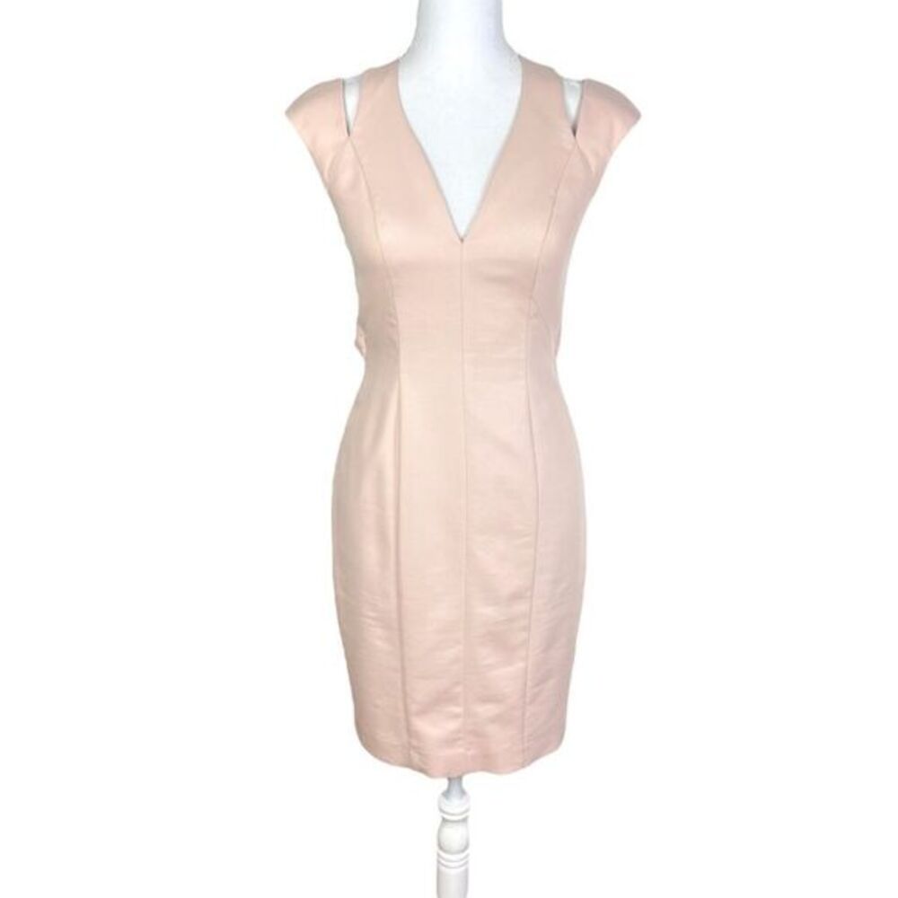 Black Halo Peach Pink Cutout Sheath Dress Open Back Size 2